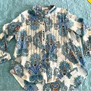 Galita Womens Button Up Dress Shirt Paisley Sequin Print